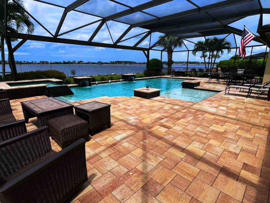 Pressure washing Pool Deck in Naples Florida by Happy Home Detailing